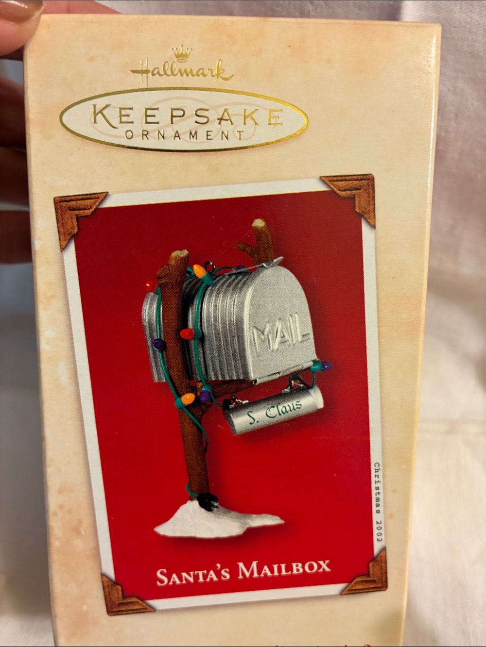 Hallmark Keepsake Ornament Silver Santa's Mailbox with cookies inside 2002